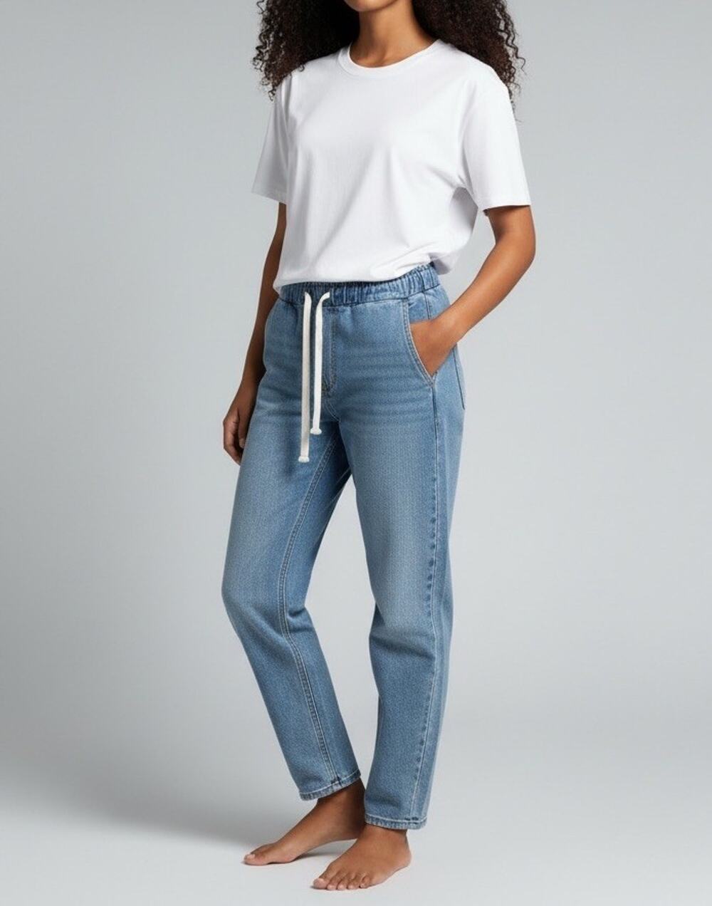 Xírena Rex Drawstring Blue Denim Pants Joggers Quiet Luxury Preppy Comfort Sz S
